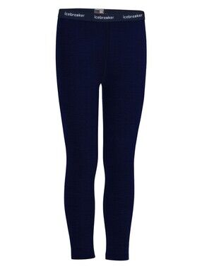 Icebreaker Merino Wool Youth Kids 12 Thermal Base Layer Leggings Navy